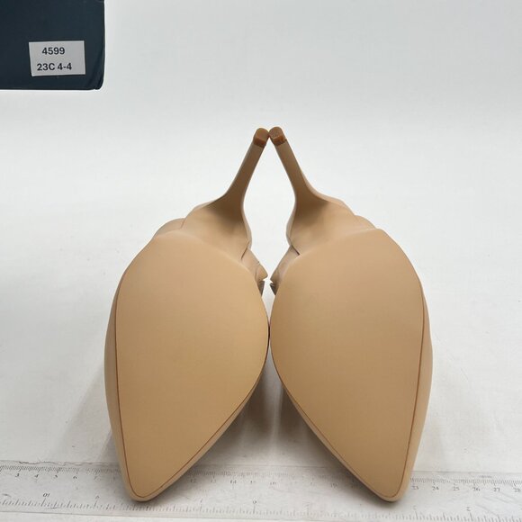 FSJ Nude Matte Slip On Pointed Toe Mules Slide Sandals Stiletto High Heels Shoes - Picture 7 of 8